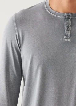 PATRICK ASSARAF Pima Cotton Stretch Vintage Wash Henley|Men T-Shirts