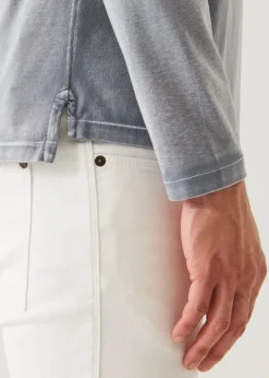 PATRICK ASSARAF Pima Cotton Stretch Vintage Wash Henley|Men T-Shirts