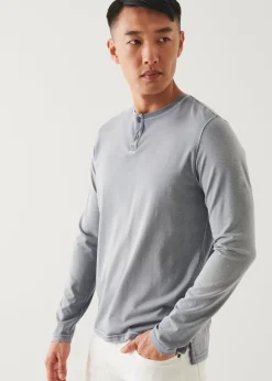 PATRICK ASSARAF Pima Cotton Stretch Vintage Wash Henley|Men T-Shirts