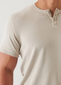 PATRICK ASSARAF Pima Cotton Stretch Vintage Wash Henley T-Shirt|Men T-Shirts
