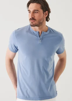 PATRICK ASSARAF Pima Cotton Stretch Vintage Wash Henley T-Shirt|Men T-Shirts