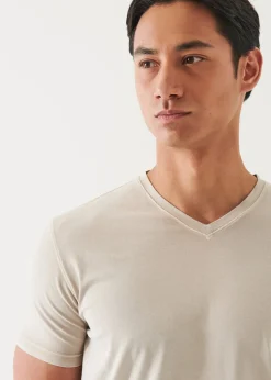 PATRICK ASSARAF Pima Cotton Stretch Vintage Wash V-Neck T-Shirt|Men T-Shirts