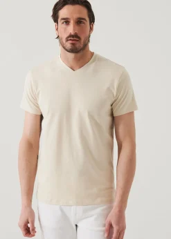 PATRICK ASSARAF Pima Cotton Stretch V-Neck T-Shirt|Men T-Shirts