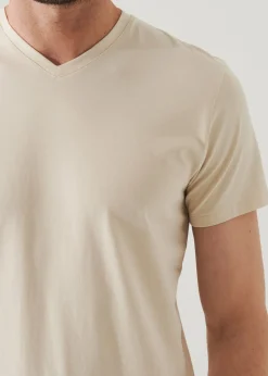 PATRICK ASSARAF Pima Cotton Stretch V-Neck T-Shirt|Men T-Shirts