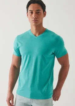PATRICK ASSARAF Pima Cotton Stretch V-Neck T-Shirt|Men T-Shirts