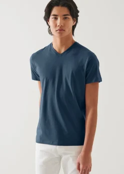 PATRICK ASSARAF Pima Cotton Stretch V-Neck T-Shirt|Men T-Shirts