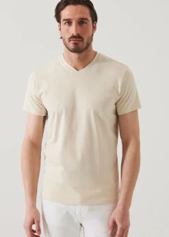 PATRICK ASSARAF Pima Cotton Stretch V-Neck T-Shirt|Men T-Shirts