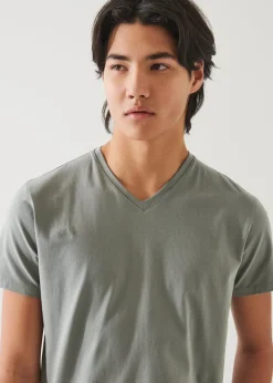 PATRICK ASSARAF Pima Cotton Stretch V-Neck T-Shirt|Men T-Shirts