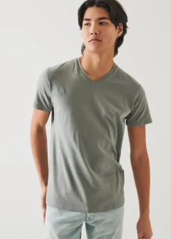 PATRICK ASSARAF Pima Cotton Stretch V-Neck T-Shirt|Men T-Shirts