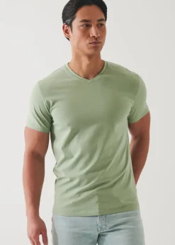 PATRICK ASSARAF Pima Cotton Stretch V-Neck T-Shirt|Men T-Shirts