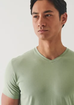 PATRICK ASSARAF Pima Cotton Stretch V-Neck T-Shirt|Men T-Shirts