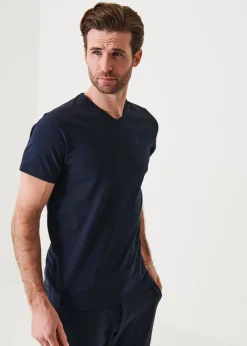 PATRICK ASSARAF Pima Cotton Stretch V-Neck T-Shirt|Men T-Shirts