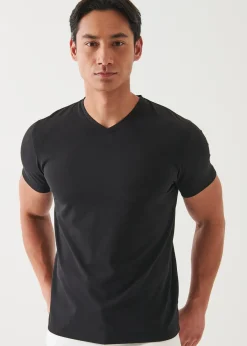 PATRICK ASSARAF Pima Cotton Stretch V-Neck T-Shirt|Men T-Shirts