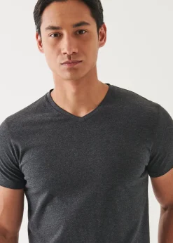 PATRICK ASSARAF Pima Cotton Stretch V-Neck T-Shirt|Men T-Shirts