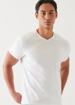 PATRICK ASSARAF Pima Cotton Stretch V-Neck T-Shirt|Men T-Shirts