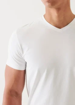PATRICK ASSARAF Pima Cotton Stretch V-Neck T-Shirt|Men T-Shirts