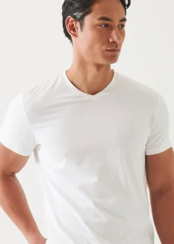 PATRICK ASSARAF Pima Cotton Stretch V-Neck T-Shirt|Men T-Shirts