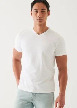 PATRICK ASSARAF Pima Cotton Stretch V-Neck T-Shirt|Men T-Shirts
