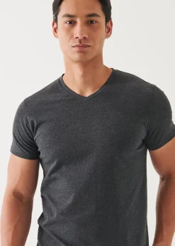 PATRICK ASSARAF Pima Cotton Stretch V-Neck T-Shirt|Men T-Shirts