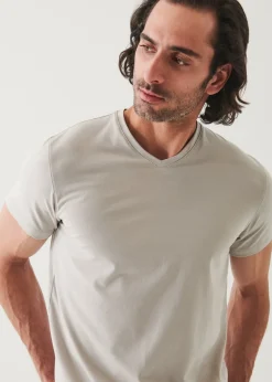 PATRICK ASSARAF Pima Cotton Stretch V-Neck T-Shirt|Men T-Shirts