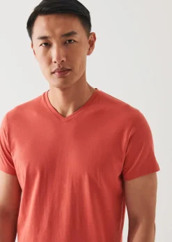 PATRICK ASSARAF Pima Cotton Stretch V-Neck T-Shirt|Men T-Shirts