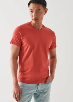 PATRICK ASSARAF Pima Cotton Stretch V-Neck T-Shirt|Men T-Shirts
