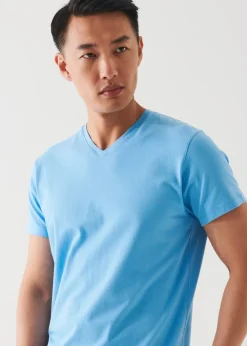 PATRICK ASSARAF Pima Cotton Stretch V-Neck T-Shirt|Men T-Shirts