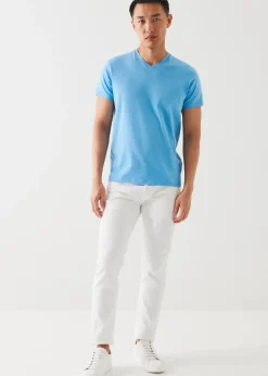 PATRICK ASSARAF Pima Cotton Stretch V-Neck T-Shirt|Men T-Shirts