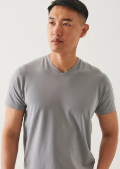PATRICK ASSARAF Pima Cotton Stretch V-Neck T-Shirt|Men T-Shirts