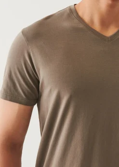 PATRICK ASSARAF Pima Cotton Stretch V-Neck T-Shirt|Men T-Shirts