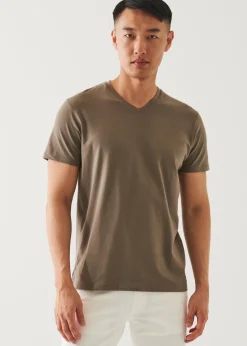 PATRICK ASSARAF Pima Cotton Stretch V-Neck T-Shirt|Men T-Shirts