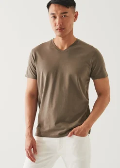 PATRICK ASSARAF Pima Cotton Stretch V-Neck T-Shirt|Men T-Shirts
