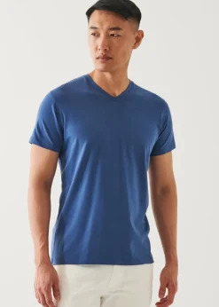 PATRICK ASSARAF Pima Cotton Stretch V-Neck T-Shirt|Men T-Shirts