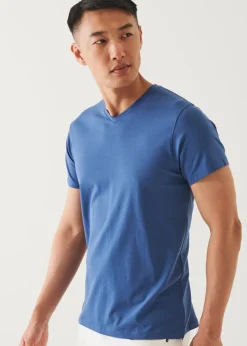 PATRICK ASSARAF Pima Cotton Stretch V-Neck T-Shirt|Men T-Shirts