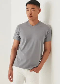 PATRICK ASSARAF Pima Cotton Stretch V-Neck T-Shirt|Men T-Shirts