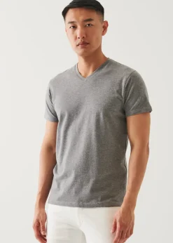 PATRICK ASSARAF Pima Cotton Stretch V-Neck T-Shirt|Men T-Shirts