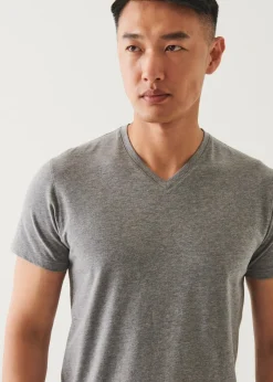 PATRICK ASSARAF Pima Cotton Stretch V-Neck T-Shirt|Men T-Shirts