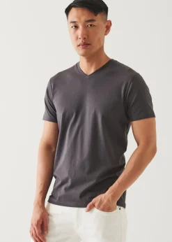 PATRICK ASSARAF Pima Cotton Stretch V-Neck T-Shirt|Men T-Shirts