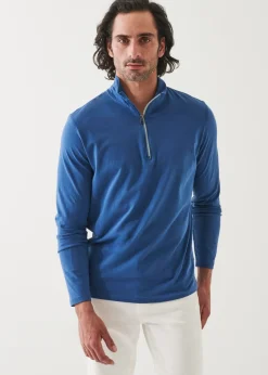 PATRICK ASSARAF Pima Cotton Stretch Zip Mock|Men Sweatshirts & Hoodies