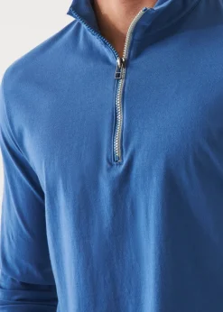 PATRICK ASSARAF Pima Cotton Stretch Zip Mock|Men Sweatshirts & Hoodies