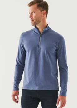 PATRICK ASSARAF Pima Cotton Stretch Zip Mock|Men Sweatshirts & Hoodies