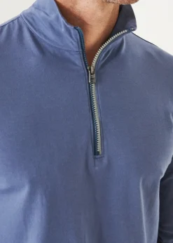 PATRICK ASSARAF Pima Cotton Stretch Zip Mock|Men Sweatshirts & Hoodies
