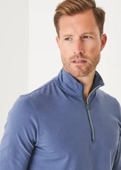 PATRICK ASSARAF Pima Cotton Stretch Zip Mock|Men Sweatshirts & Hoodies