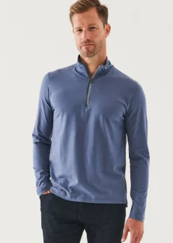 PATRICK ASSARAF Pima Cotton Stretch Zip Mock|Men Sweatshirts & Hoodies