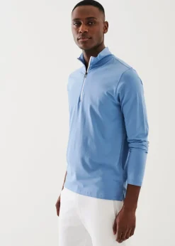 PATRICK ASSARAF Pima Cotton Stretch Zip Mock|Men Sweatshirts & Hoodies