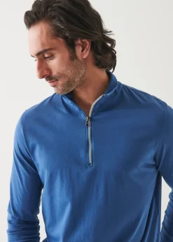 PATRICK ASSARAF Pima Cotton Stretch Zip Mock|Men Sweatshirts & Hoodies