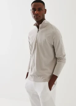PATRICK ASSARAF Pima Cotton Stretch Zip Mock|Men Sweatshirts & Hoodies