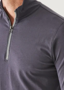 PATRICK ASSARAF Pima Cotton Stretch Zip Mock|Men Sweatshirts & Hoodies