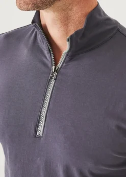 PATRICK ASSARAF Pima Cotton Stretch Zip Mock|Men Sweatshirts & Hoodies