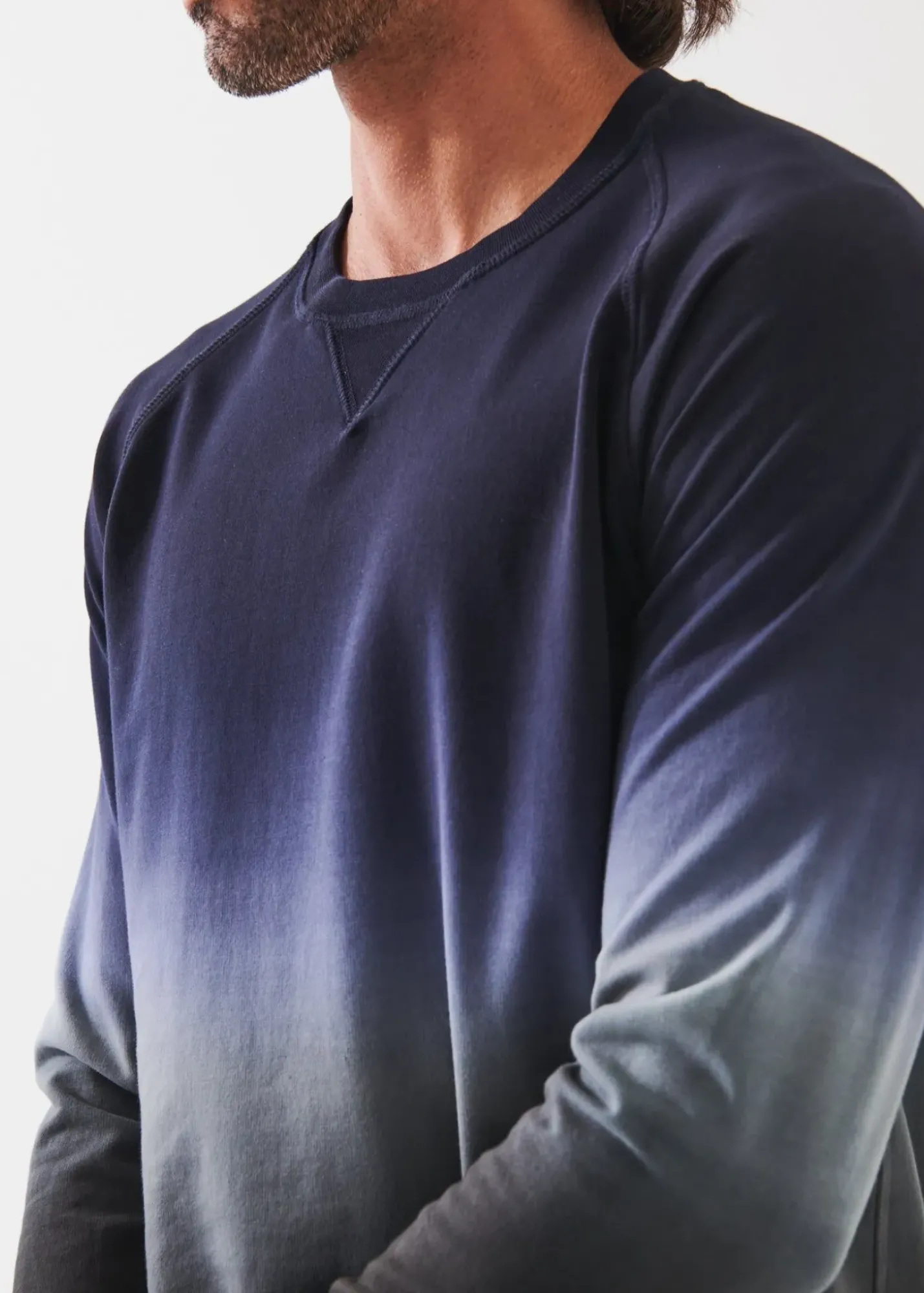 PATRICK ASSARAF Pima Stretch Fleece Degrade Crewneck|Men Sweatshirts & Hoodies